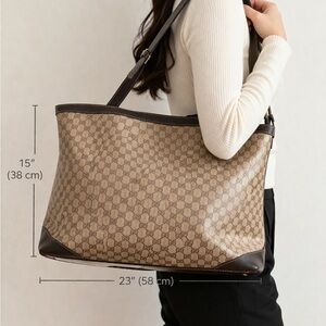 Authentic Gucci GG Supreme Crystal Monogram Large Shoulder Tote Shopper w duster